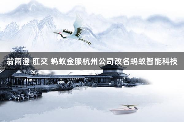 翁雨澄 肛交 蚂蚁金服杭州公司改名蚂蚁智能科技