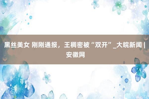 黑丝美女 刚刚通报，王稠密被“双开”_大皖新闻 | 安徽网