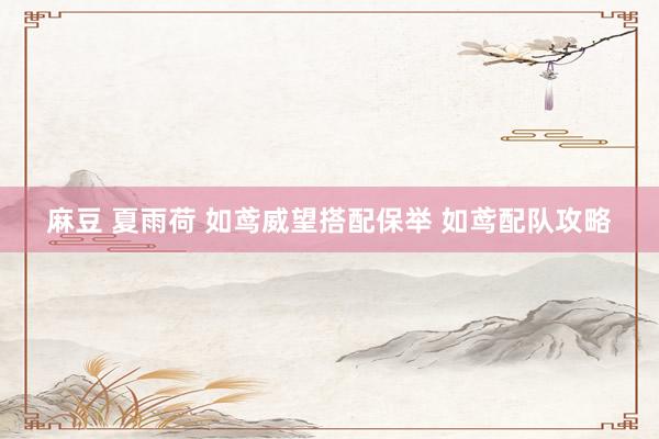 麻豆 夏雨荷 如鸢威望搭配保举 如鸢配队攻略