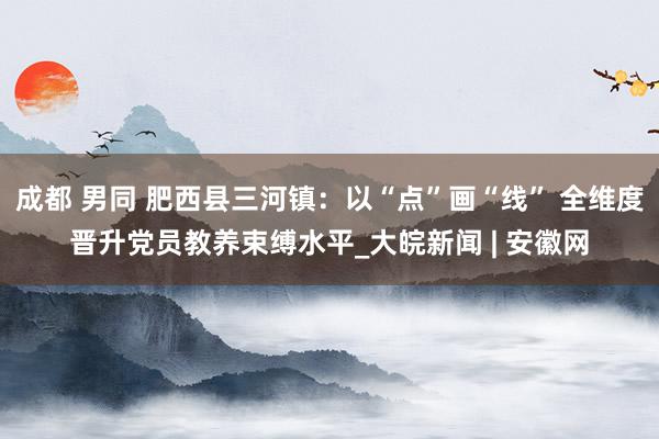 成都 男同 肥西县三河镇：以“点”画“线” 全维度晋升党员教养束缚水平_大皖新闻 | 安徽网