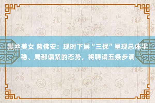 黑丝美女 蓝佛安：现时下层“三保”呈现总体平稳、局部偏紧的态势，将聘请五条步调
