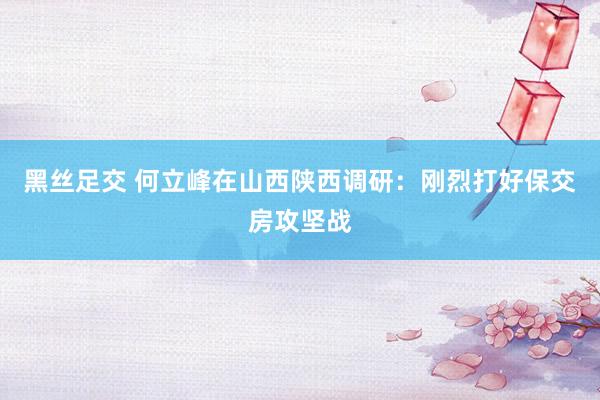 黑丝足交 何立峰在山西陕西调研：刚烈打好保交房攻坚战