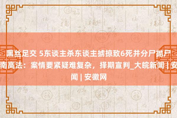 黑丝足交 5东谈主杀东谈主掳掠致6死并分尸抛尸！河南高法：案情要紧疑难复杂，择期宣判_大皖新闻 | 