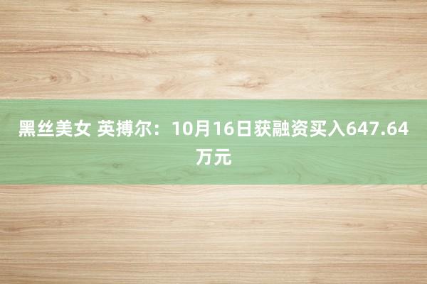黑丝美女 英搏尔：10月16日获融资买入647.64万元
