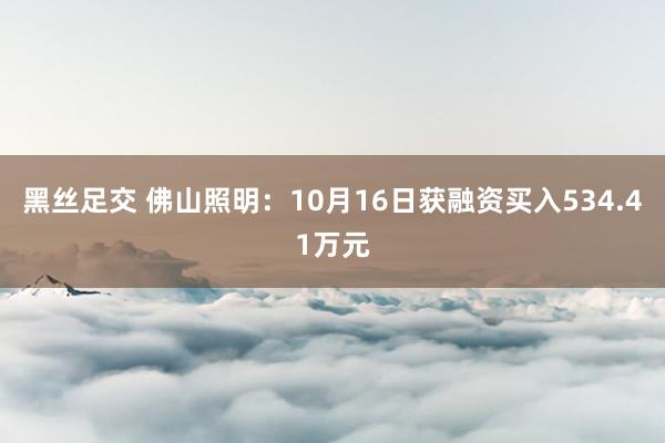 黑丝足交 佛山照明：10月16日获融资买入534.41万元