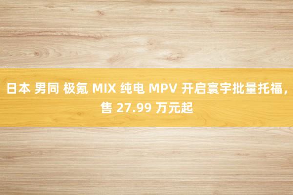 日本 男同 极氪 MIX 纯电 MPV 开启寰宇批量托福，售 27.99 万元起
