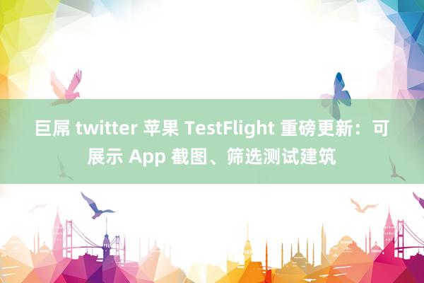 巨屌 twitter 苹果 TestFlight 重磅更新：可展示 App 截图、筛选测试建筑