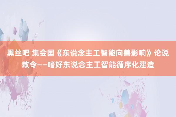 黑丝吧 集会国《东说念主工智能向善影响》论说敕令——嗜好东说念主工智能循序化建造