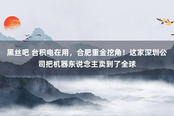 黑丝吧 台积电在用，合肥重金挖角！这家深圳公司把机器东说念主卖到了全球