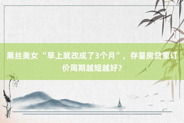 黑丝美女 “早上就改成了3个月”，存量房贷重订价周期越短越好？