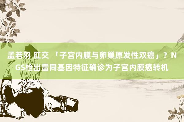 孟若羽 肛交 「子宫内膜与卵巢原发性双癌」？NGS检出雷同基因特征确诊为子宫内膜癌转机