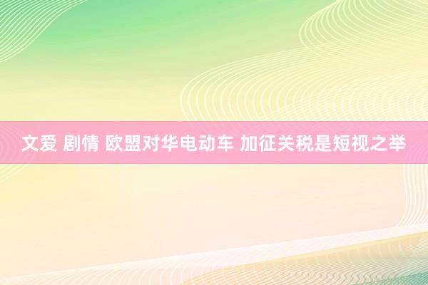 文爱 剧情 欧盟对华电动车 加征关税是短视之举