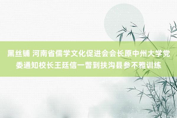 黑丝铺 河南省儒学文化促进会会长原中州大学党委通知校长王廷信一瞥到扶沟县参不雅训练