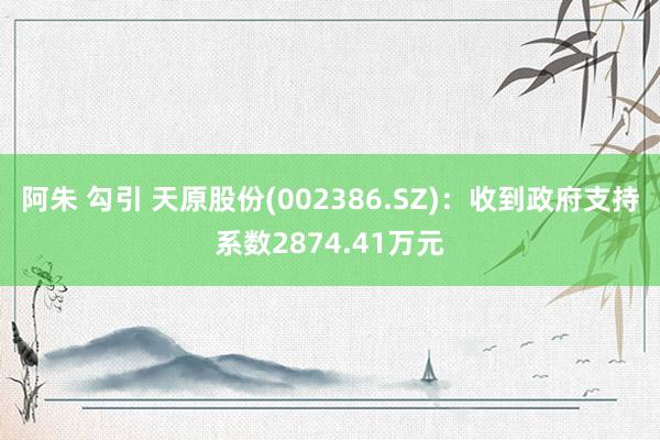 阿朱 勾引 天原股份(002386.SZ)：收到政府支持系数2874.41万元