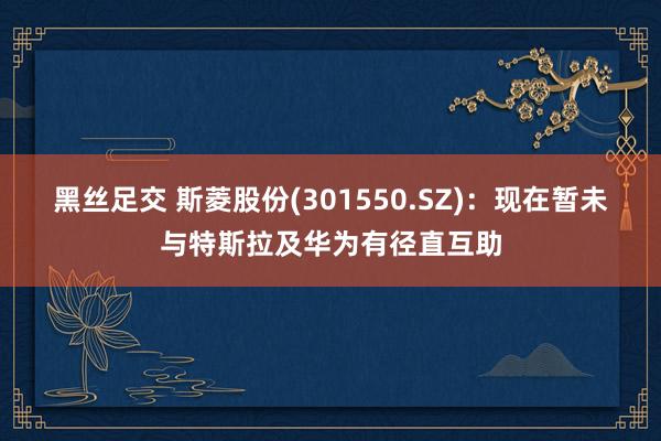黑丝足交 斯菱股份(301550.SZ)：现在暂未与特斯拉及华为有径直互助