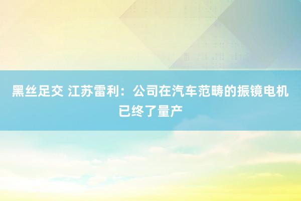 黑丝足交 江苏雷利：公司在汽车范畴的振镜电机已终了量产