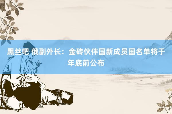 黑丝吧 俄副外长：金砖伙伴国新成员国名单将于年底前公布