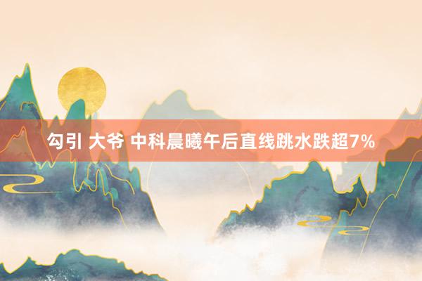 勾引 大爷 中科晨曦午后直线跳水跌超7%