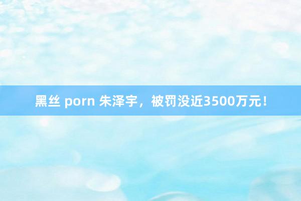 黑丝 porn 朱泽宇,被罚没近3500万元!