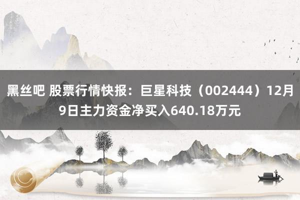 黑丝吧 股票行情快报：巨星科技（002444）12月9日主力资金净买入640.18万元