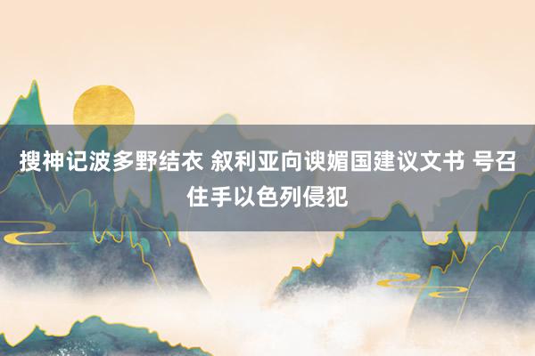搜神记波多野结衣 叙利亚向谀媚国建议文书 号召住手以色列侵犯