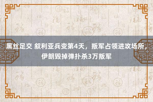 黑丝足交 叙利亚兵变第4天，叛军占领进攻场所，伊朗毁掉弹扑杀3万叛军