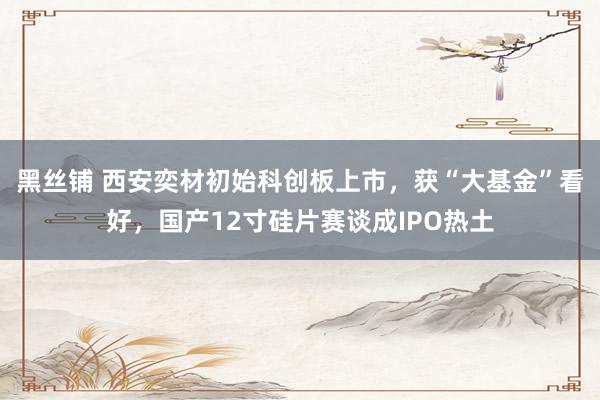 黑丝铺 西安奕材初始科创板上市，获“大基金”看好，国产12寸硅片赛谈成IPO热土