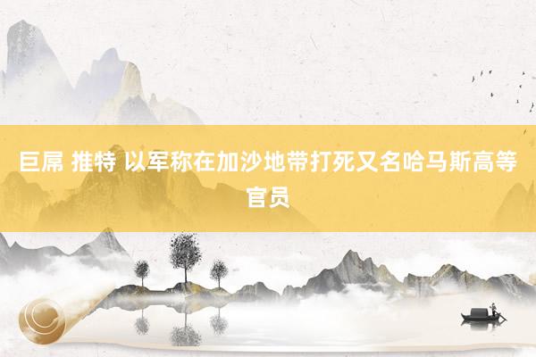 巨屌 推特 以军称在加沙地带打死又名哈马斯高等官员
