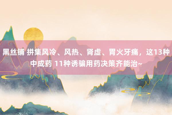 黑丝铺 拼集风冷、风热、肾虚、胃火牙痛，这13种中成药 11种诱骗用药决策齐能治~