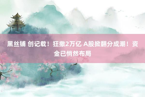 黑丝铺 创记载！狂撒2万亿 A股掀翻分成潮！资金已悄然布局