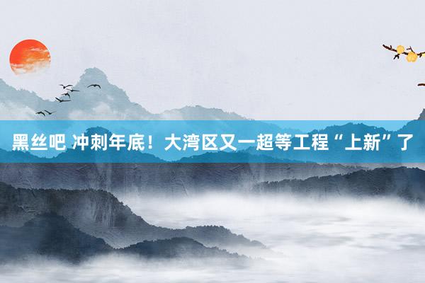 黑丝吧 冲刺年底！大湾区又一超等工程“上新”了