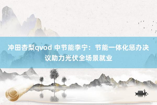 冲田杏梨qvod 中节能李宁：节能一体化惩办决议助力光伏全场景就业