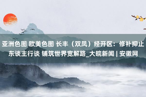 亚洲色图 欧美色图 长丰(双凤)经开区:修补抑止东谈主行谈 铺筑世界宽解路_大皖新闻 | 安徽网