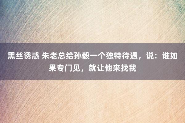 黑丝诱惑 朱老总给孙毅一个独特待遇，说：谁如果专门见，就让他来找我