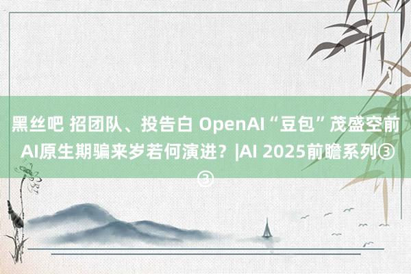 黑丝吧 招团队、投告白 OpenAI“豆包”茂盛空前 AI原生期骗来岁若何演进？|AI 2025前瞻