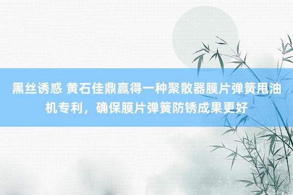 黑丝诱惑 黄石佳鼎赢得一种聚散器膜片弹簧甩油机专利，确保膜片弹簧防锈成果更好