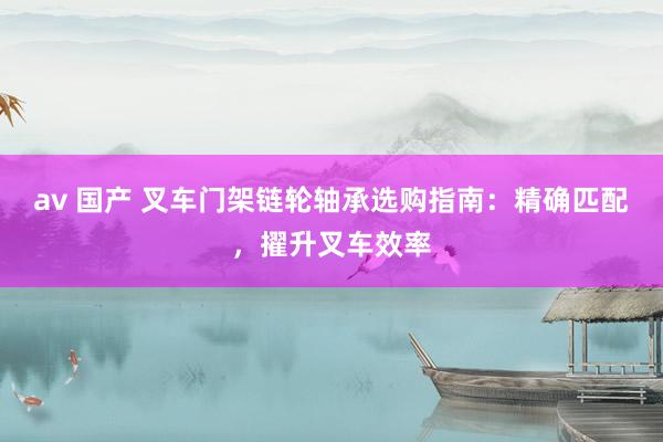 av 国产 叉车门架链轮轴承选购指南：精确匹配，擢升叉车效率