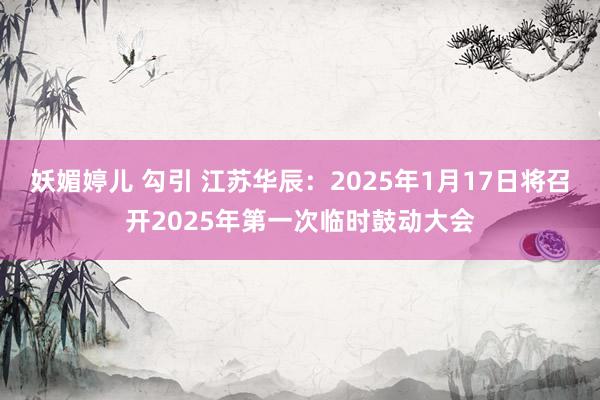 妖媚婷儿 勾引 江苏华辰：2025年1月17日将召开2025年第一次临时鼓动大会
