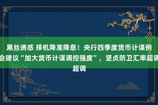黑丝诱惑 择机降准降息！央行四季度货币计谋例会建议“加大货币计谋调控强度”，坚贞防卫汇率超调