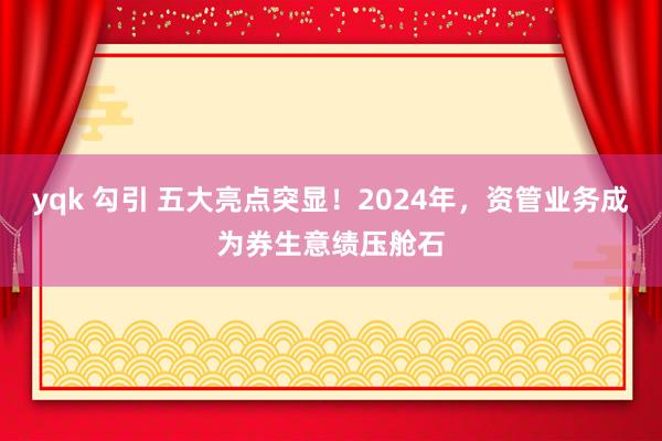 yqk 勾引 五大亮点突显！2024年，资管业务成为券生意绩压舱石