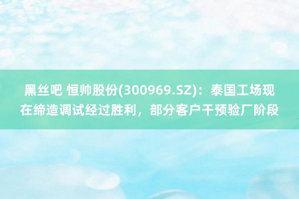 黑丝吧 恒帅股份(300969.SZ)：泰国工场现在缔造调试经过胜利，部分客户干预验厂阶段