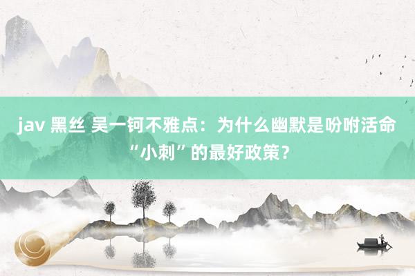 jav 黑丝 吴一钶不雅点：为什么幽默是吩咐活命“小刺”的最好政策？