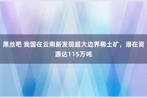 黑丝吧 我国在云南新发现超大边界稀土矿，潜在资源达115万吨