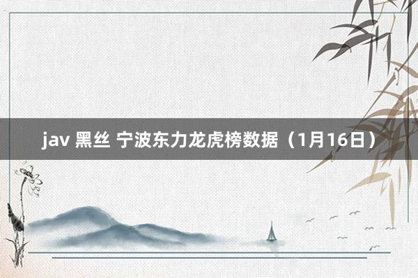 jav 黑丝 宁波东力龙虎榜数据（1月16日）