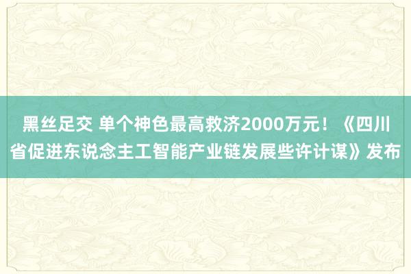 黑丝足交 单个神色最高救济2000万元！《四川省促进东说念主工智能产业链发展些许计谋》发布