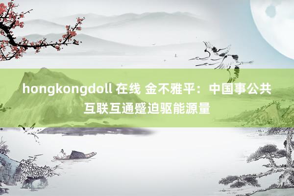 hongkongdoll 在线 金不雅平：中国事公共互联互通蹙迫驱能源量