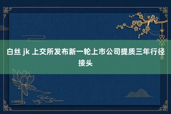 白丝 jk 上交所发布新一轮上市公司提质三年行径接头